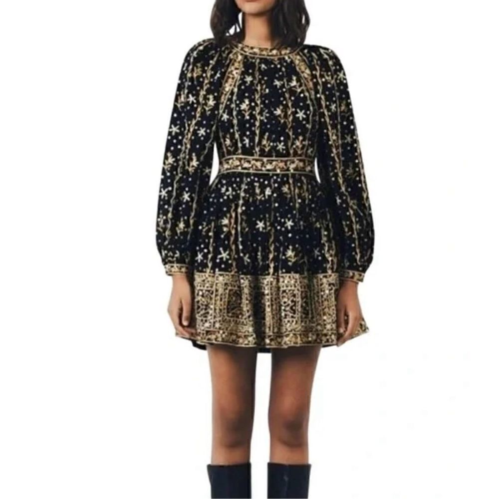 Nwt Ulla Johnson Daya Embroidered Linen-Cotton Blend Mini Dress
